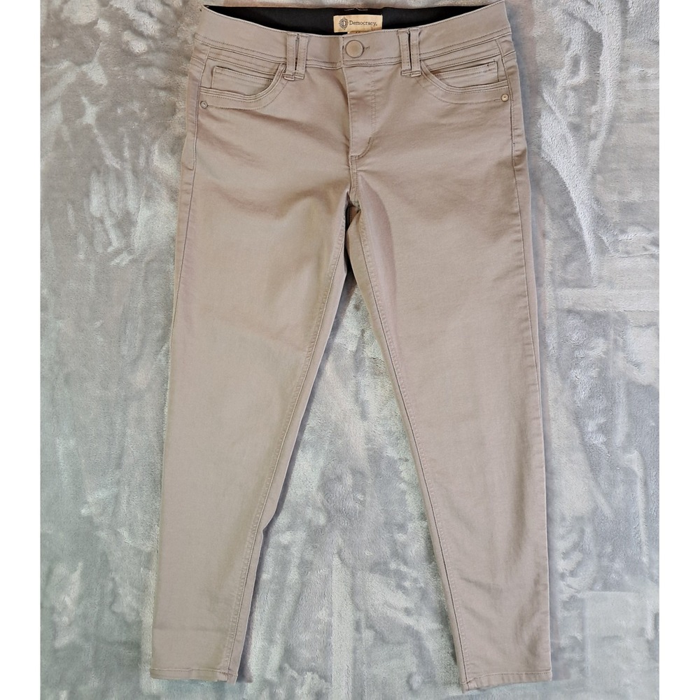 Democracy Womens Size 10 Ab Solution Skinny Pants Beige Khaki High Rise Stretch